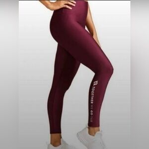 PELOTON Together We Go Far Flex Full Length Leggings Wine Burgundy Small NWOT$92